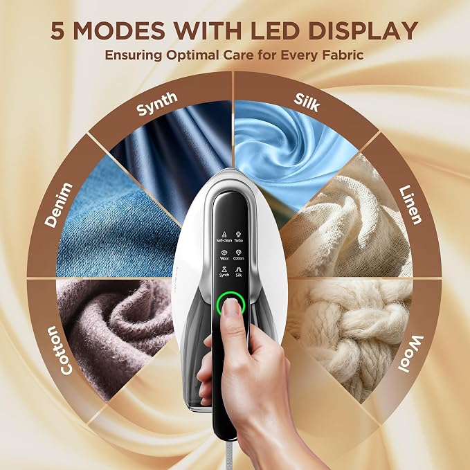 Newbealer Steam Generator Iron, 1500W Turbo Steamer for Clothes (Silver) | 2 Bar Steam Pressure Clothes Iron, 4 Steam & 4 Dry Heat Modes, Fast Heat-Up, 350ml Detachable Tank, Auto-Off, Self-Cleaning