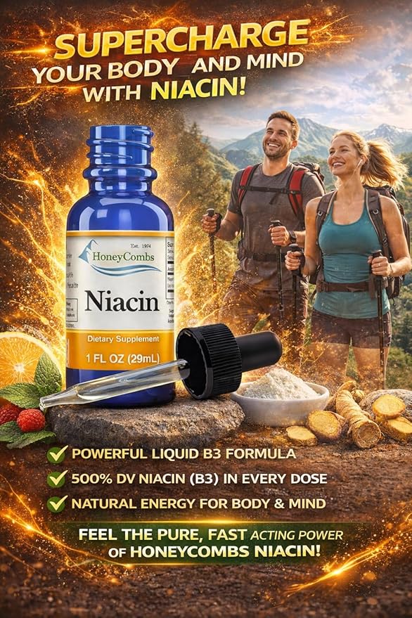 Vitamine B3-Niacine 80 mg Équivalent Niacine Gouttes – Gouttes de Niacine Liquide Vitamine B – Supplément de Niacine Sans Alcool, Sans OGM 30ml