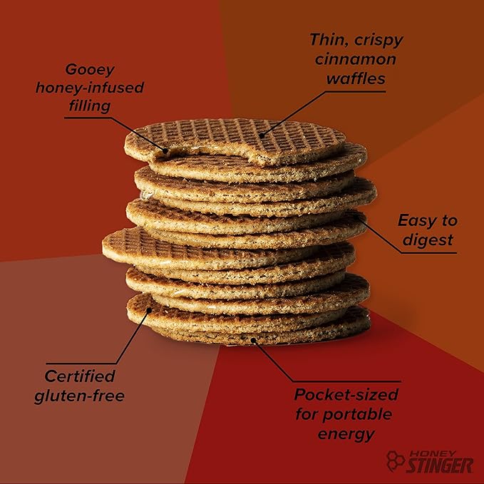 Honey Stinger Organic Gluten Free Cinnamon Waffle, Energy Stroopwafel for Exercise, Endurance and Performance, Sports Nutrition for Home & Gym, Pre and Post Workout, 16.96 Ounces (Pack of 16)