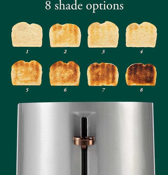 Café Express Finish 2-Slice Toaster | Extra-Wide Slots, Extra Lift for Waffles, Pastries, Texas Toast & More | 4 Pre-Set Functions, 8 Shade Options | Countertop Kitchen Essentials | Stainless Steel