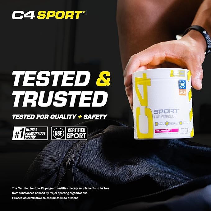 Cellucor C4 Sport Pre Workout Powder Watermelon - NSF Certified for Sport + Preworkout Energy Supplement for Men & Women - 135mg Caffeine + Creatine Monohydrate - 30 Servings