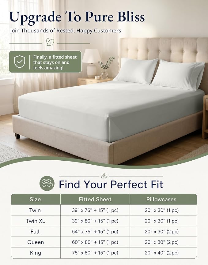 LANE LINEN Twin XL Fitted Sheet & Pillowcase (No Flat Sheet) - 100% Organic Cotton Soft & Breathable Percale Weave Set - Hotel Quality Crispness for Added Comfort - GOTS Certified - Glacier Grey