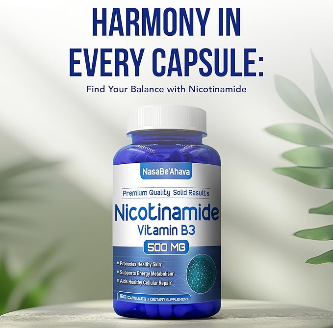 Vitamin B3 Nicotinamide 500mg Capsules | NAD+ Precursor and Longevity with Nicotinamide Form of Vitamin B3 Niacin Flush Free for Aging Skin Energy & Cellular Support | Made in the USA (180 Day Supply)