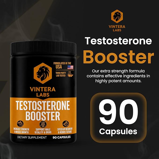 Testosterone Booster for Men, High Potency - Tongkat Ali, Maca, Turkesterone - Stamina & Endurance Testosterone Supplement for Men (90 Capsules)