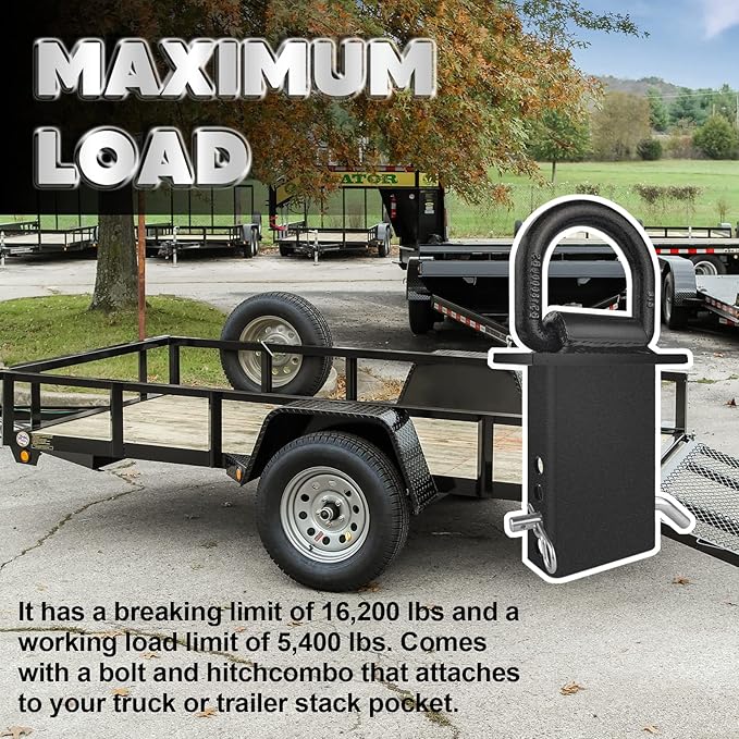 Stake Pocket D Rings 4Pcs 18000lbs Heavy Duty Removable D-Ring Stake Pocket Tie Down for Utility Trailers and Flatbeds with Hitch Pin, Removable Tie Down Utility for Flatbed Cargo Trucks, Black