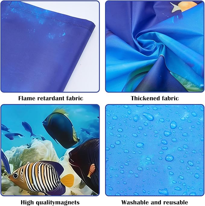 ANGSYLTH 8 Pcs Fluorescent Light Covers - 4 x 2 Feet Covers for Ceiling Lights, 8 x 10 Magnetic Light Filters for Classroom, Office, Hospitals (Underwater World)