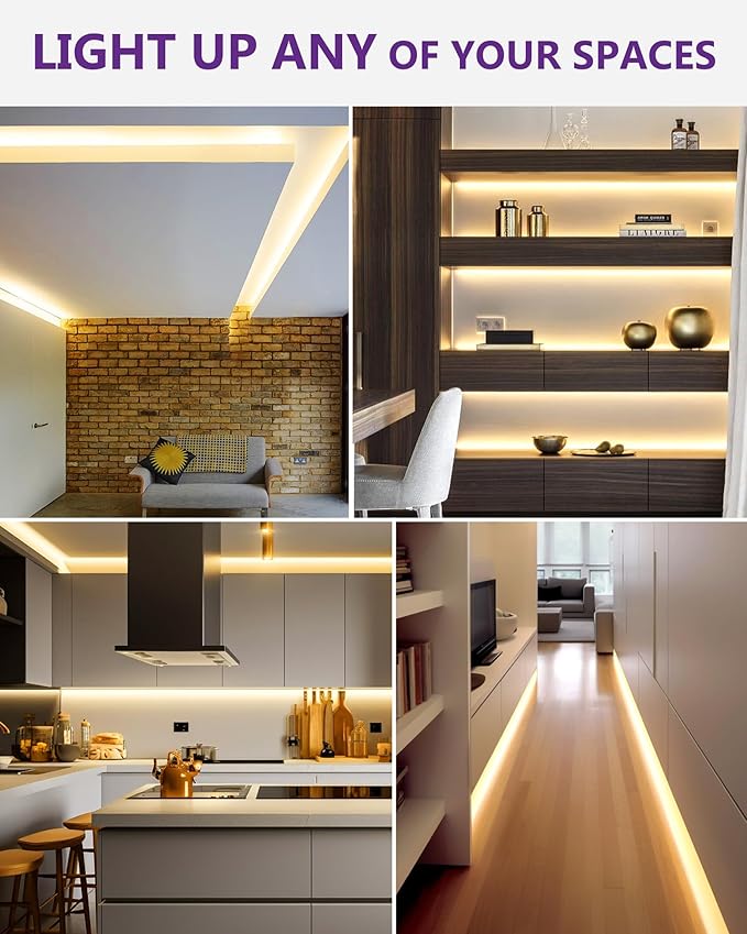 HitLights LED Strip Lights Warm White 3000K, 16.4ft Premium High Density 24V Tape Light, 600 LEDs, 426 LM/FT, CRI 90+, IP30, Lighting for Kitchen, Under Cabinets, UL Listed (Power Source Not Included)