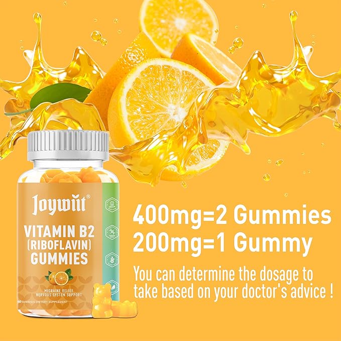 ビタミンB2グミ | リボフラビン400mg | 大人・子供用チュアブルB2ビタミン400mg、片頭痛緩和、エネルギー・神経系サポート、非遺伝子組み換え、ヴィーガン - 120粒