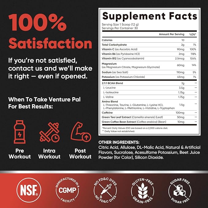 Sugar Free 7g BCAA + EAA Powder | Supports Muscle Recovery, Growth, Strength & Endurance – 10 Essential Amino Acids with L-Glutamine, Caffeine, Vitamin & Electrolyte for Energy & Hydration