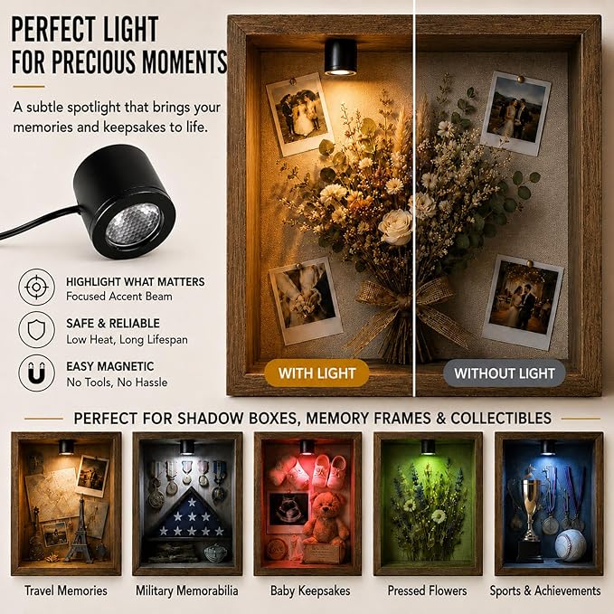 TAYSING Mini LED Spotlights, USB Powered Small Spotlight Display Lights, Accent Lighting for Artwork, Paintings, Jewelry, Display Cases, handicrafts, Models, Toys, Puzzles (Warm White, 5 Pack)