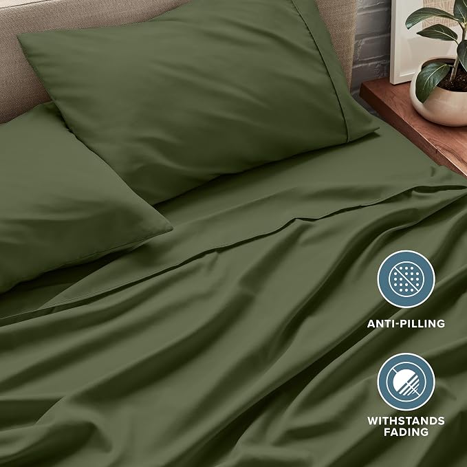Bare Home Full Sheet Set - 1800 Ultra-Soft Microfiber Full Bed Sheets - Double Brushed - Deep Pockets - Easy Fit - 4 Piece Set - Bedding Sheets & Pillowcases (Full, Cypress)