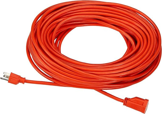 Amazon Basics 100 Foot 3-Prong Vinyl Indoor/Outdoor Extension Cord, Long Power Cord, Grounded Plug for Safety, Moisture Resistant, 10 Amps, 1250 Watts, 125 VAC, Orange