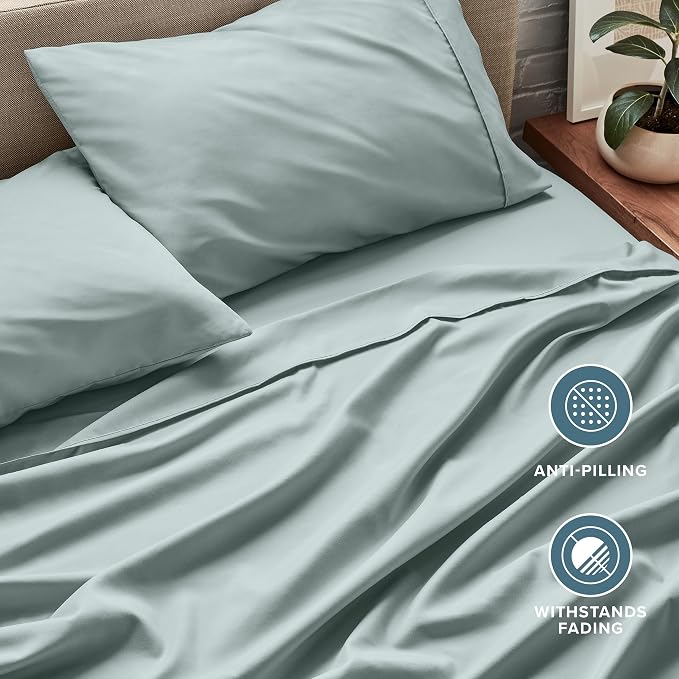 Bare Home Split Head Flex King Sheet Set - 1800 Ultra-Soft Microfiber Bed Sheets - Double Brushed - Deep Pockets - Easy Fit - 4 Piece Set - Bedding Sheets & Pillowcases (Sea Spray)