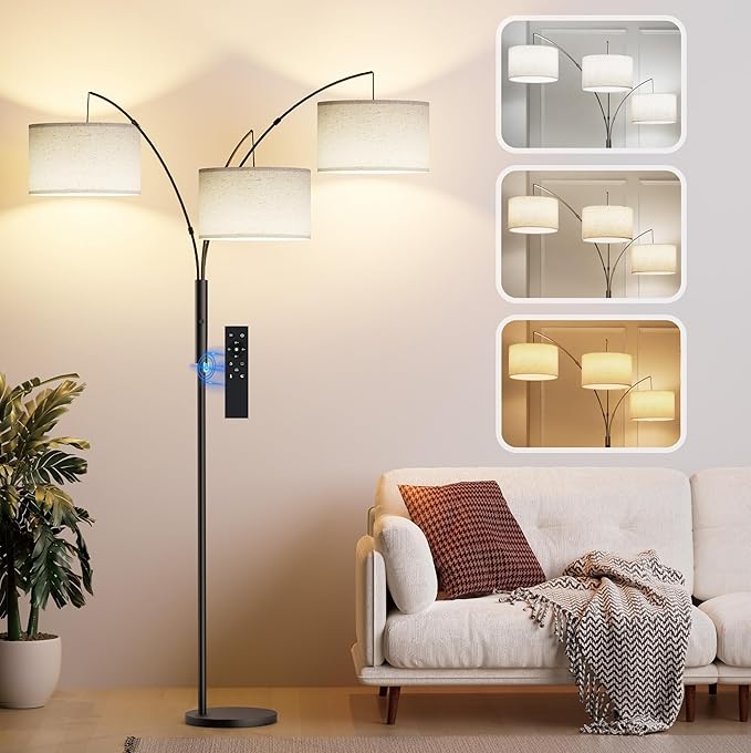 SIBRILLE 27W Floor Lamps for Living Room - Super Bright Dimmable Tree Floor Lamp, Modern Standing Lamp with Remote & Touch Control, 3 Lights Tall Lamp for Living Room Corner, Bedroom, Office