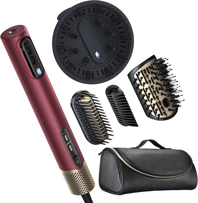 Conair DigitalAire Air Styling System | 4-in-1 Drying and Styling System with 4 Attachments to Detangle, Straighten, Volumize, Dry, Cherry Red, 997BGR