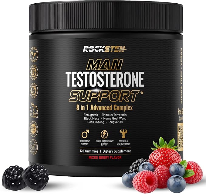 Testosterone Booster Gummies for Men - Enhancement Chews to Boost Testosterone for Energy Stamina Performance & Workout Support - Male Health Enhancing Supplement for Libido & Muscle Growth