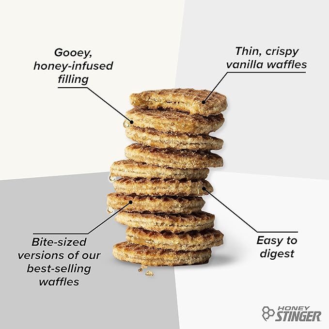 Honey Stinger Organic Mini Vanilla Waffles, Energy Stroopwafel for Exercise, Endurance and Performance, Sports Nutrition for Home & Gym, Pre and Post Workout, 5 Bags, 26.5 Ounces