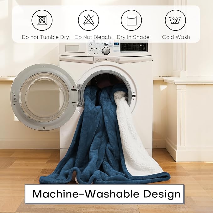 Electric Heated Blanket Throw Size 50"x60" – ETL Certified for Safe Overnight, 5 Heat Settings & 3H Auto Off, Flannel material Fabric for Home Theater Night, Machine washable – Peacock Green&White