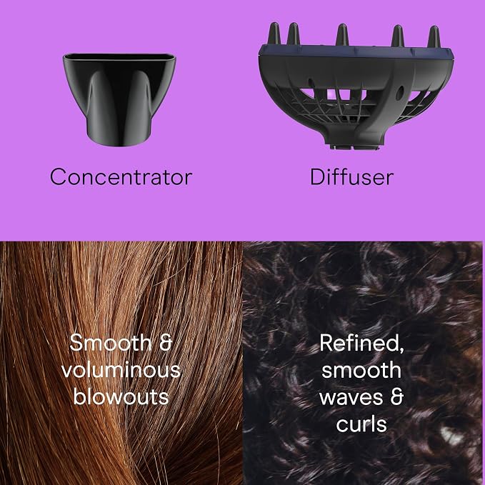 Infiniti PRO CONAIR Hair Dryer with Innovative Diffuser, Enhances Curls and Waves While Reducing Frizz, Dark Blue (Pack of 2)