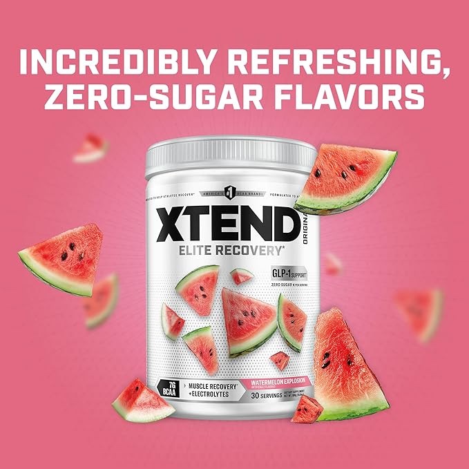 Xtend Original BCAA Powder, 7g BCAAs and 2.5g L-Glutamine for Muscle Recovery Hydration and Lean Muscle, Sugar Free Intra and Post Workout Drink with Electrolytes, Watermelon Explosion, 30 Servings