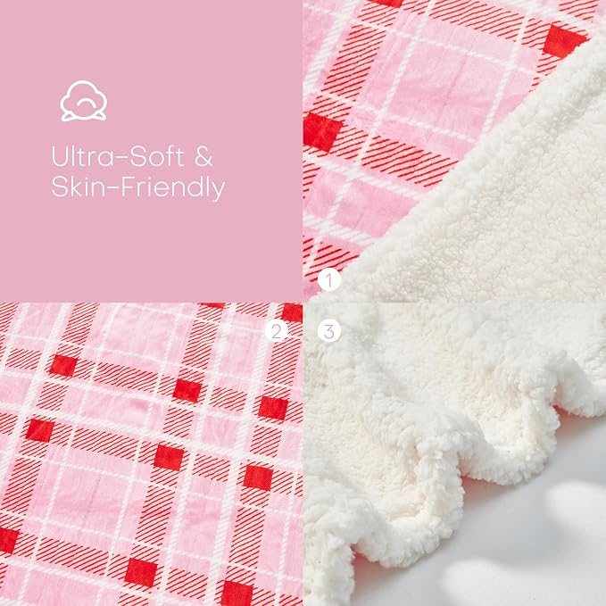 LUXIAN Electric Heated Blanket Full Size 72"x84" - Microplush & Sherpa Fabric Dual-Sided, 9 Heat Settings & 1-10 Hours Auto Off, Cozy Warming Throw for Home, Office, or Bed, Machine Washable, Pink