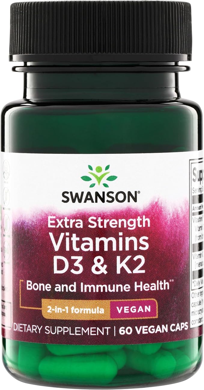 Swanson Extra Strength D3 & K2-5,000 Iu & 100 mcg 60 Veg Caps