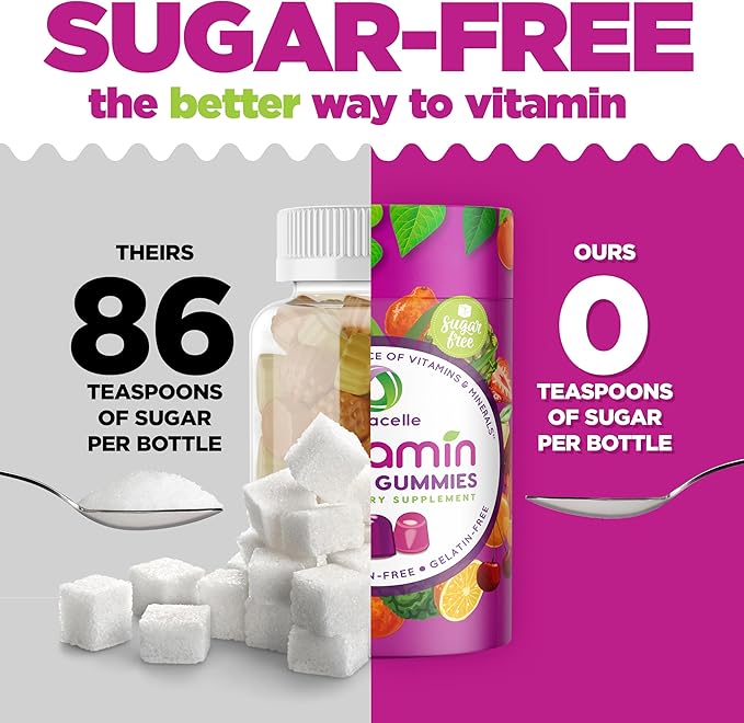 NUTRAMIN Gommes Multivitaminées Vegan Céto Quotidien Sans OGM Vitamine C, D + Zinc Naturelles pour l'Immunité, Végétales, Sans Sucre, Sans Noix, Sans Gluten, Biotine, Vitamine A, B, B6, B12 & Plus 45 Jours (90 Comprimés)