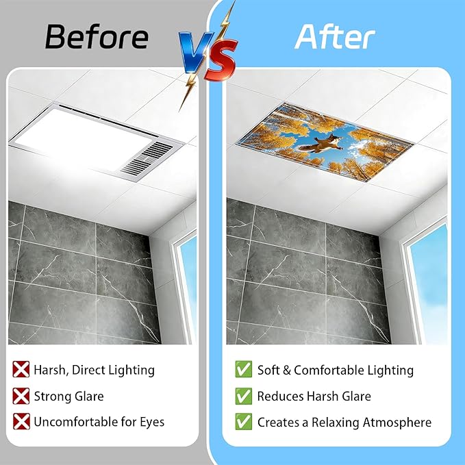 4 Pack 2x4 FT Magnetic Fluorescent Light Covers, Ceiling Light Filters for Classroom Office Home Hospital, Easy Install Decorative Drop Ceiling Panels