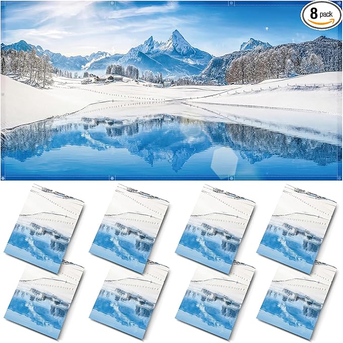 ANGSYLTH 8 Pcs Fluorescent Light Covers - 4 x 2 Feet Covers for Ceiling Lights, 8 x 10 Magnetic Light Filters for Classroom, Office, Hospitals (Winter - Snow)
