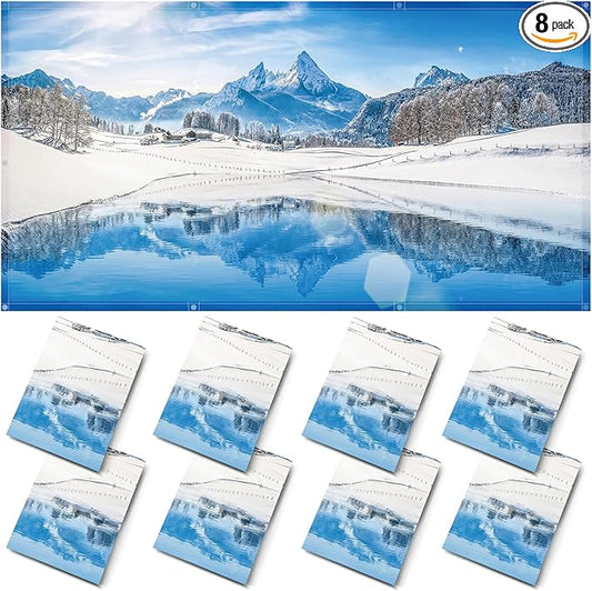 ANGSYLTH 8 Pcs Fluorescent Light Covers - 4 x 2 Feet Covers for Ceiling Lights, 8 x 10 Magnetic Light Filters for Classroom, Office, Hospitals (Winter - Snow)