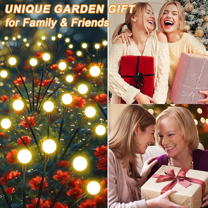 ZFNN Solar Lights Outdoor Garden – 6 Pack 36 LEDs Solar Firefly Lights, Swaying Lights Waterproof, Solar Decorations for Yard Patio Pathway Lawn Gardening Gifts - 6 Pack