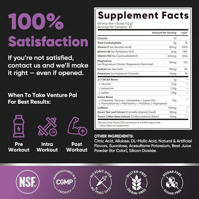 Sugar Free 7g BCAA + EAA Powder | Supports Muscle Recovery, Growth, Strength & Endurance – 11 Essential Amino Acids with L-Glutamine, Caffeine, Vitamin & Electrolyte for Energy & Hydration