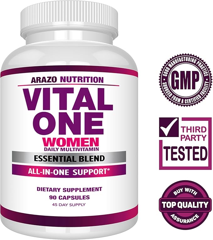 Arazo Nutrition Vital One Multivitamines pour Femmes - Complément Alimentaire Quotidien Complet - 90 Gélules Véganes
