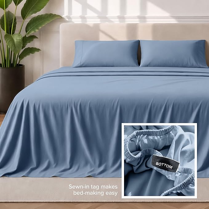 Bare Home King Sheet Set - 1800 Ultra-Soft Microfiber King Bed Sheets - Double Brushed - Deep Pockets - Easy Fit - 4 Piece Set - Bedding Sheets & Pillowcases (King, Coronet Blue)