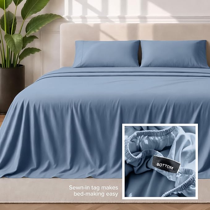 Bare Home Twin XL Sheet Set - 1800 Ultra-Soft Microfiber Twin Extra Long Bed Sheets - Double Brushed - Deep Pockets - Easy Fit - 3 Piece Set - Bedding Sheets & Pillowcases (Twin XL, Coronet Blue)