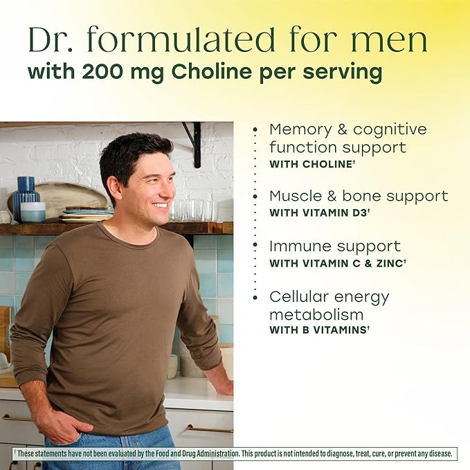MegaFood Men's Advanced Multivitamin for Men - Doctor -Formulated - Choline, Vitamin B12, Vitamin D, Vitamin C & Zinc - Brain Health & Immune Support - Non-GMO - Vegetarian - 60 Tabs (30 Servings)