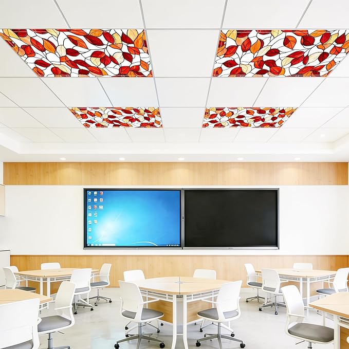 4 Pack 2x4 FT Magnetic Fluorescent Light Covers, Ceiling Light Filters for Classroom Office Home Hospital, Easy Install Decorative Drop Ceiling Panels