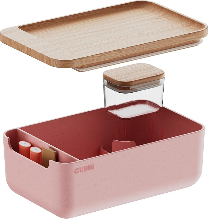 Cubbi - Airtight Box with Tray - Silicone Seals - 100% Air-Tight Storage Box with Accessories – Pink