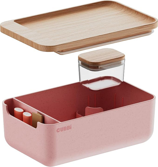 Cubbi - Airtight Box with Tray - Silicone Seals - 100% Air-Tight Storage Box with Accessories – Pink