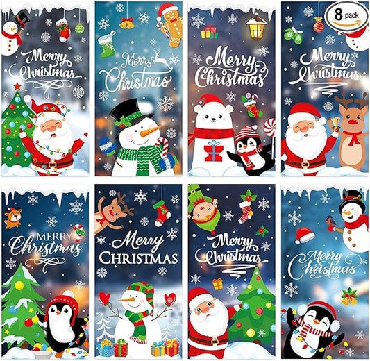 8 Pcs Fluorescent Light Covers with 80 Magnets Decorative for Classroom Ceiling Light 4x2 Feet Magnetic Filter Easy Install for Office Hospitals & Home Drop Ceiling Supplies(Christmas Santa Claus)