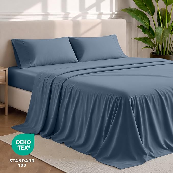 Bare Home Full Sheet Set - 1800 Ultra-Soft Microfiber Full Bed Sheets - Double Brushed - Deep Pockets - Easy Fit - 4 Piece Set - Bedding Sheets & Pillowcases (Full, Bering Sea)