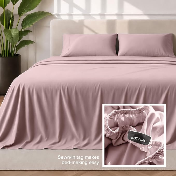 Bare Home Twin XL Sheet Set - 1800 Ultra-Soft Microfiber Twin Extra Long Bed Sheets - Double Brushed - Deep Pockets - Easy Fit - 3 Piece Set - Bedding Sheets & Pillowcases (Twin XL, Mauve)