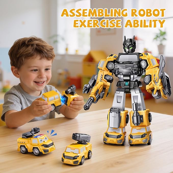 Gifts for 3 4 5 Year Old Boys, Toys for 3 4 5 Year Old Boys, 5-in-1 Transform Robot Toys for Boys 4-6, Easy DIY Assembly, 3 4 Year Old boy Birthday Gifts, Ideals Toys for Boys, Kids Toys