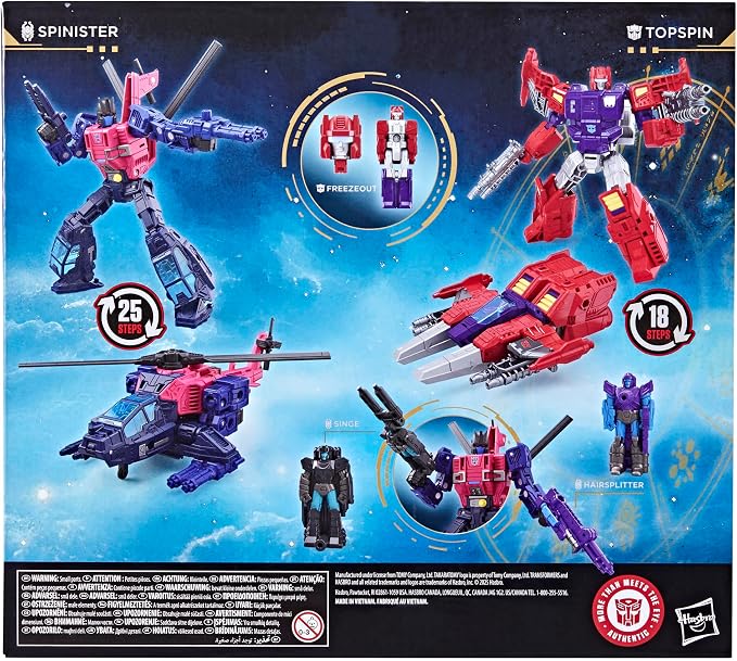 Transformers Age of The Primes Wreck 'n Doom Collection Topspin vs Spinister 5.5-inch Converting Action Figure 2-Pack, Robot Toys, Ages 8+ (Amazon Exclusive)