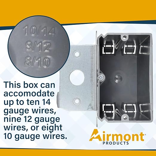 (4 Pack) Adjustable 1-Gang Electrical Box for New Construction – Heavy-Duty Grey PVC Switch & Outlet Box with Metal Bracket, ETL Listed Junction Box for Switches, Outlets & Wiring Projects