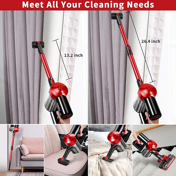 iwoly C150 Cordless Vacuum Cleaner with 2200mAh Rechargeable Battery, 18000Pa Cyclone Vacuum with HEPA Filter, Lightweight Portable Handheld Stick Vacuum for Home Hard Floor Car Cleaning