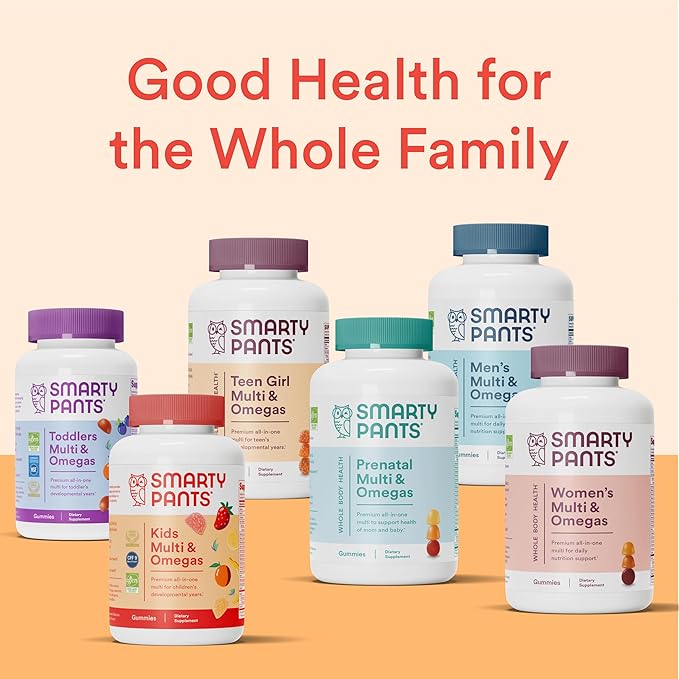 Gommes multivitaminées SmartyPants pour enfants : Huile de poisson Oméga 3 (EPA/DHA), Vitamine D3, C, Vitamine B12, B6, A, K et Zinc pour le soutien immunitaire, Biotine, Saveurs Raisin, Cerise et Baies, 120 unités (30 jours de provision)
