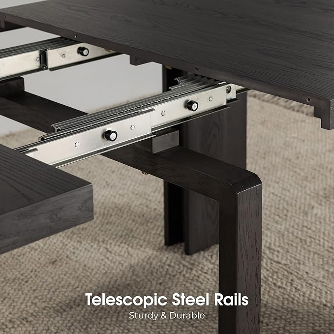 Transformer Table - Solid Wood Extendable Dining Table, Seats 2-12, Expandable Dining Room Table, Space-Saving Furniture, Kitchen and Dining Room Furniture (Black, Table + Bench)