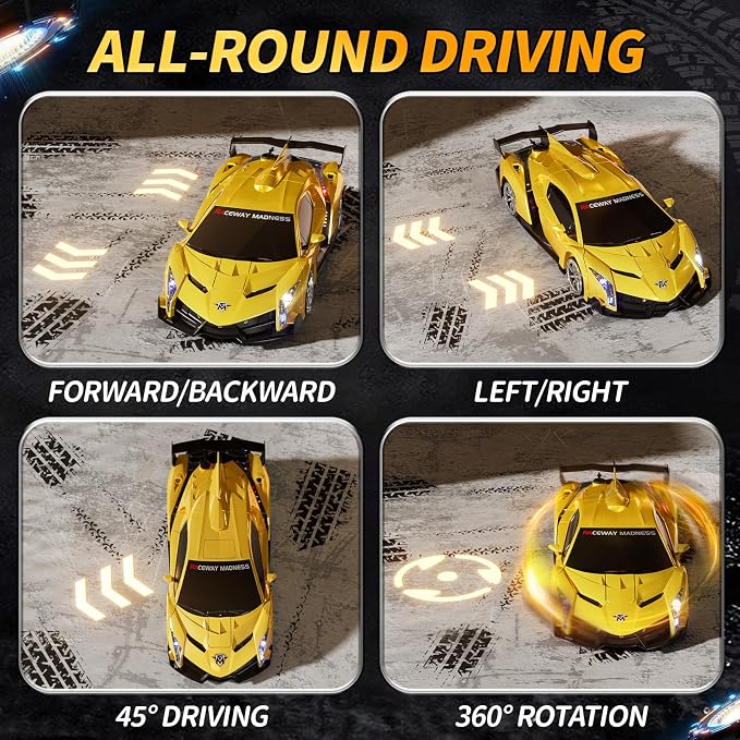 1:10 Big Size Transform RC Car, Gesture Sensing Transformation 2.4GHz Remote Control Car, One Button Deformation to Robot with LED Lights, Transforming Toy Cars Gift for Kids Age 8-12 Years Old Boys