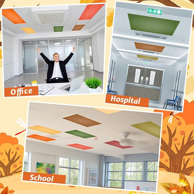 8 Pcs Fluorescent Light Covers with 80 Magnets Decorative for Classroom Ceiling Lights 4 x 2 Feet Magnetic Light Cover Filter Easy Install for Office Hospital Home Ceiling Supplies (Fall Color)